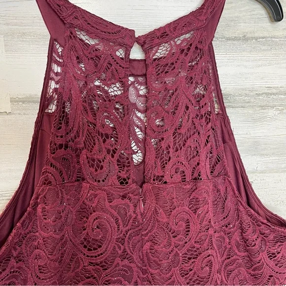 Torrid Plus Size 20 Mini Halter Burgundy Dress Skater - Picture 5 of 12